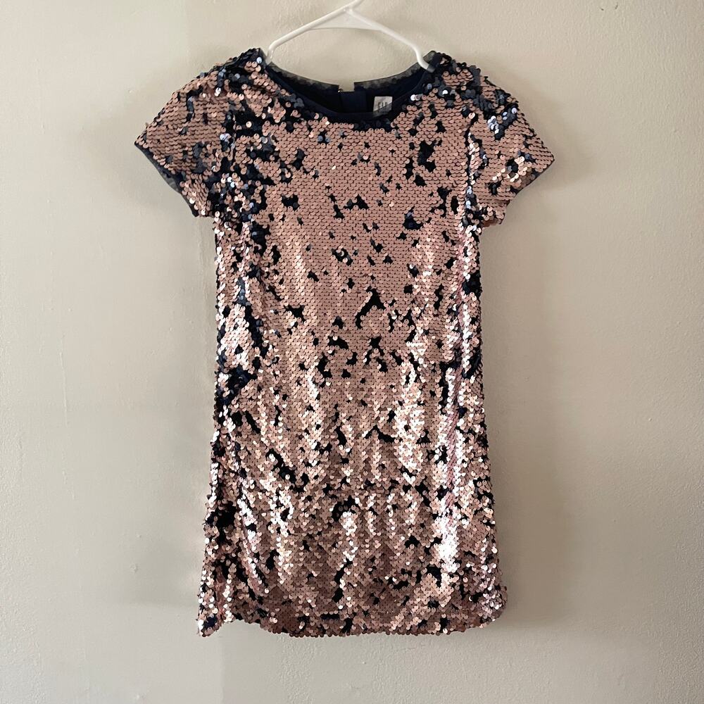 Gap Kids Girls L 10-12 Sequin Shift Dress Pink Blue Two Tone Party Fancy